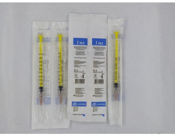 Шприц трикомпонентний Luer-Lock (1х1ml) з голкою 26Gх13mm